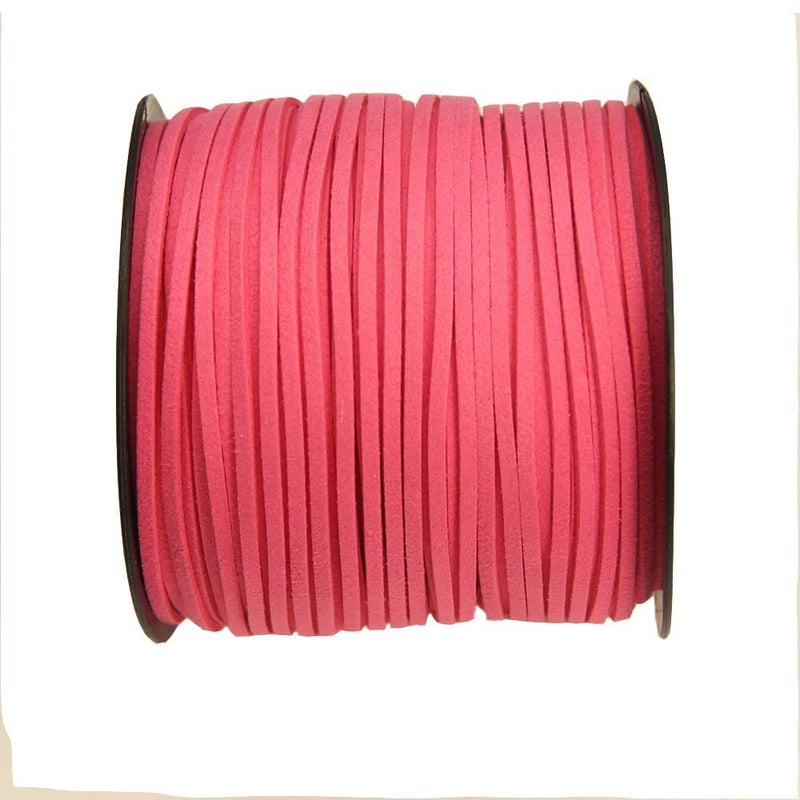 Pamir Tong Faux Leather Cord for Jewelry Making 100 Yards 2.6mm Thin Suede String Rope Deep Pink Bracelet Corder DIY Crafts Cord for Necklace-Dream Catcher Supplies-Hat- Walking Stick - Image 1